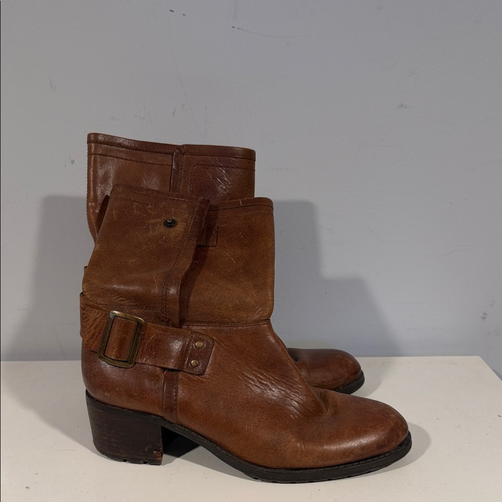 DKNYC Tan Leather Ankle Booties